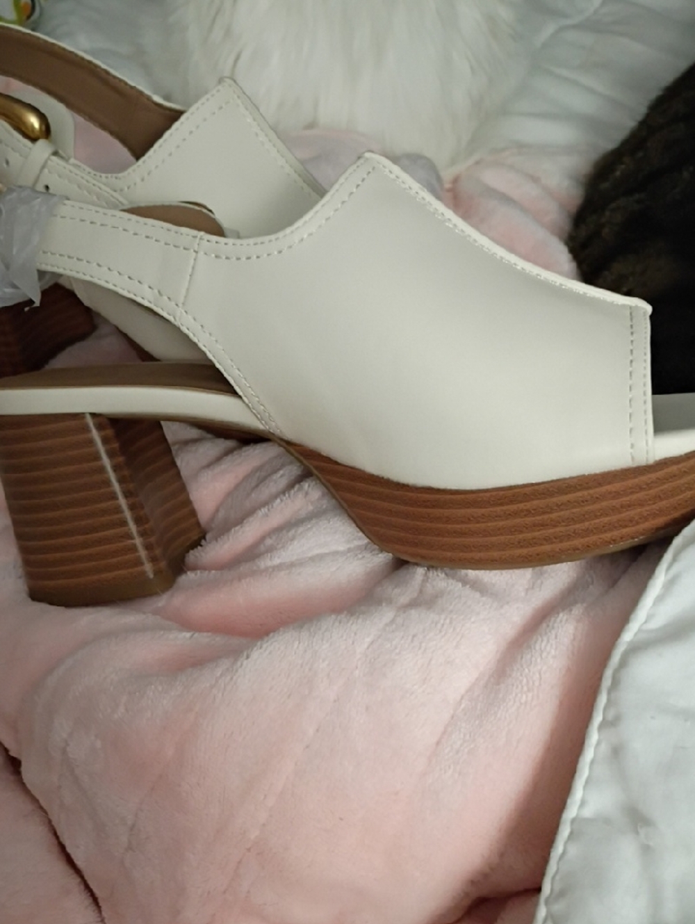 AEROSOLES  Chancey Cream Open-Toe Slingback Block Heel Sandals NWT